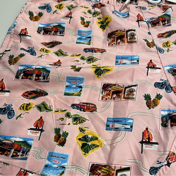 Blue Wave Mens 2XL Swim Trunks Shorts Lined Pockets Pink Hawaii Tourist New - Picture 2 of 7